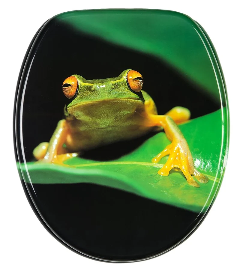 Sanilo WC Sitz ohne Absenkautomatik, einfache Montage, Holz, Frosch Grün