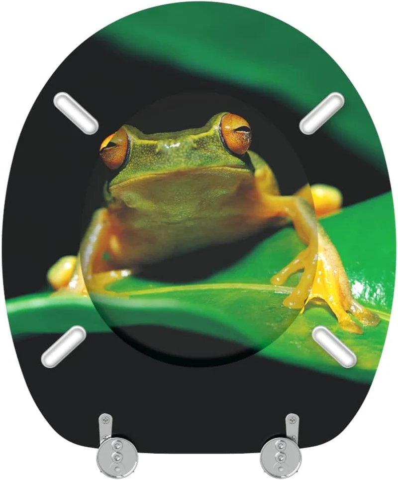 Sanilo WC Sitz ohne Absenkautomatik, einfache Montage, Holz, Frosch Grün