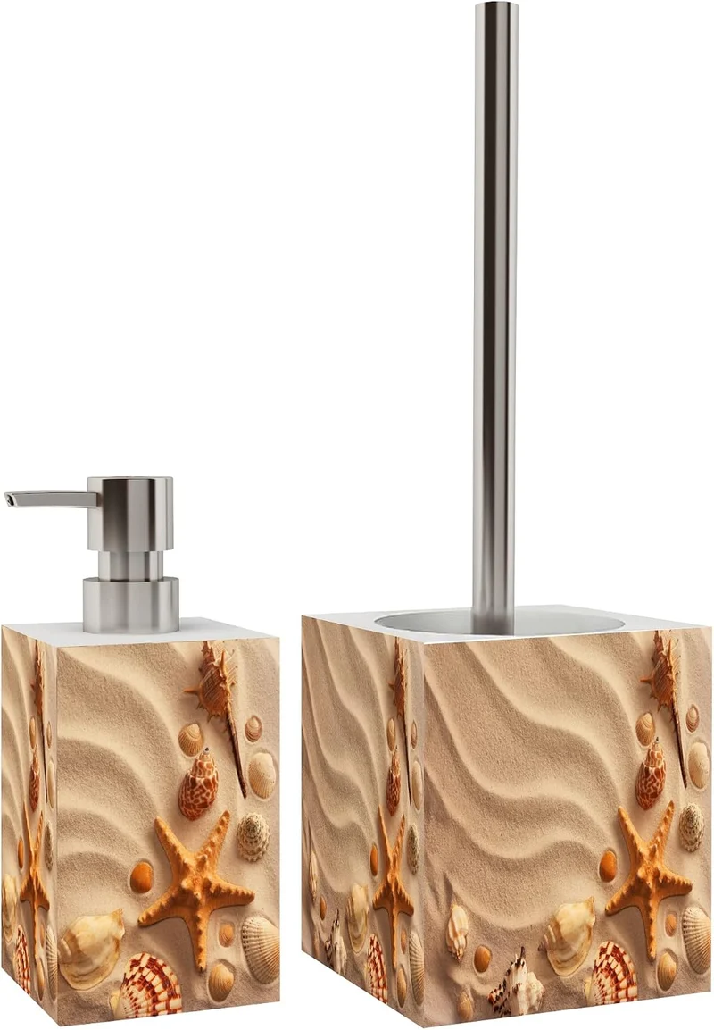 Sanilo Badezimmer Set, Seifenspender und WC Bürste mit Motiv, grosse Auswahl, Klobürste ohne Bohren,