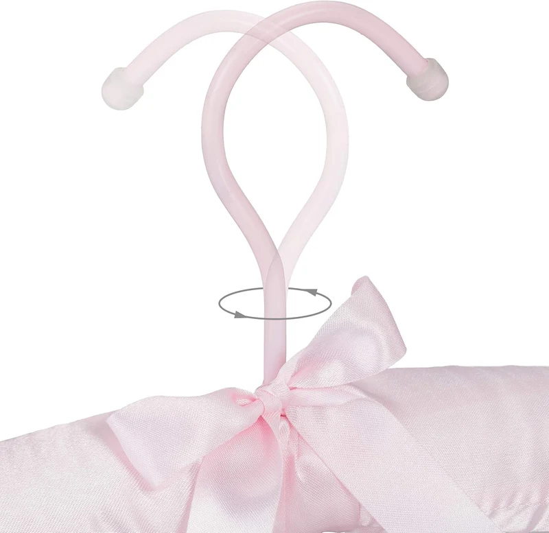 Relaxdays Kleiderbügel Satin, im Set, weich gepolstert, 360° drehbarer Haken, dekorative Schleife, 3