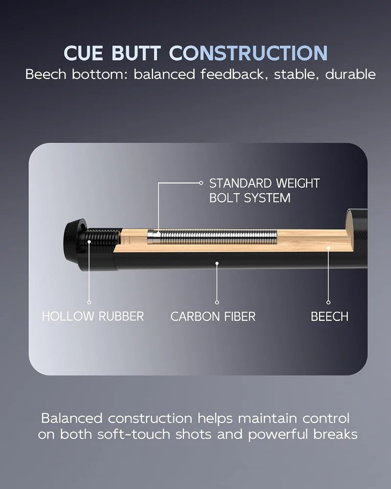 CRICAL Carbonfaser Pool Queue, 58 Zoll Low Deflection 019-CL-04-Blue Black, 019-CL-04-Blue Black