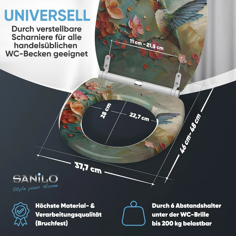 Sanilo WC Sitz mit Absenkautomatik & Quick-Release aus Holz, Petalo, Petalo