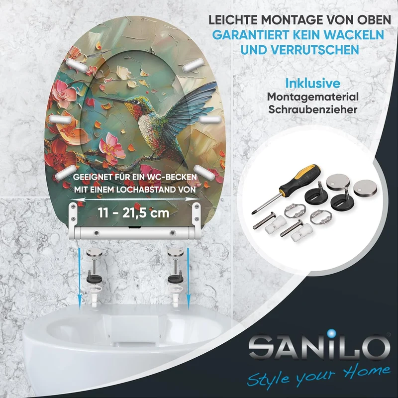 Sanilo WC Sitz mit Absenkautomatik & Quick-Release aus Holz, Petalo, Petalo