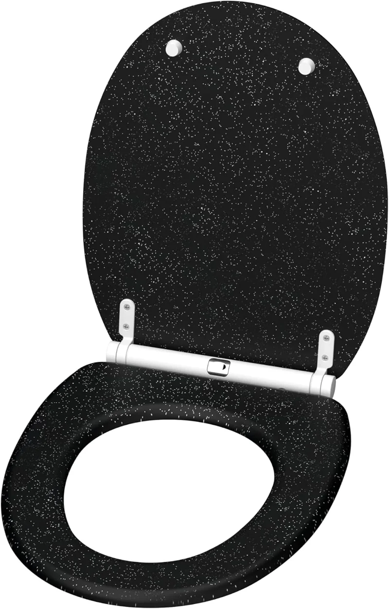 Sanilo WC Sitz mit Absenkautomatik & Quick-Release Holz, Glitzer Schwarz