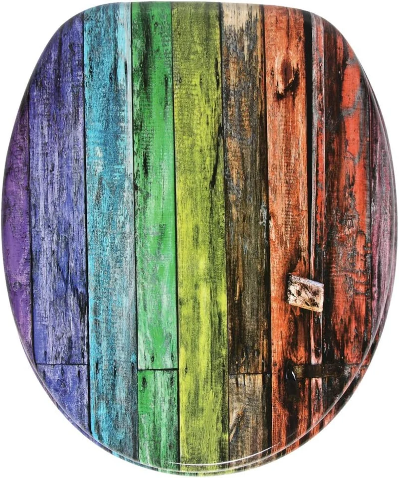 Sanilo WC Sitz ohne Absenkautomatik, einfache Montage, aus Holz, Rainbow, Rainbow