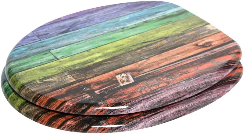 Sanilo WC Sitz ohne Absenkautomatik, einfache Montage, aus Holz, Rainbow, Rainbow