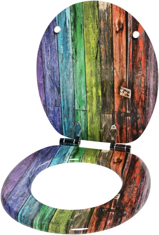 Sanilo WC Sitz ohne Absenkautomatik, einfache Montage, aus Holz, Rainbow, Rainbow