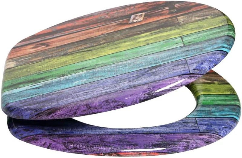 Sanilo WC Sitz ohne Absenkautomatik, einfache Montage, aus Holz, Rainbow, Rainbow