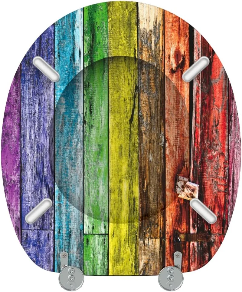 Sanilo WC Sitz ohne Absenkautomatik, einfache Montage, aus Holz, Rainbow, Rainbow