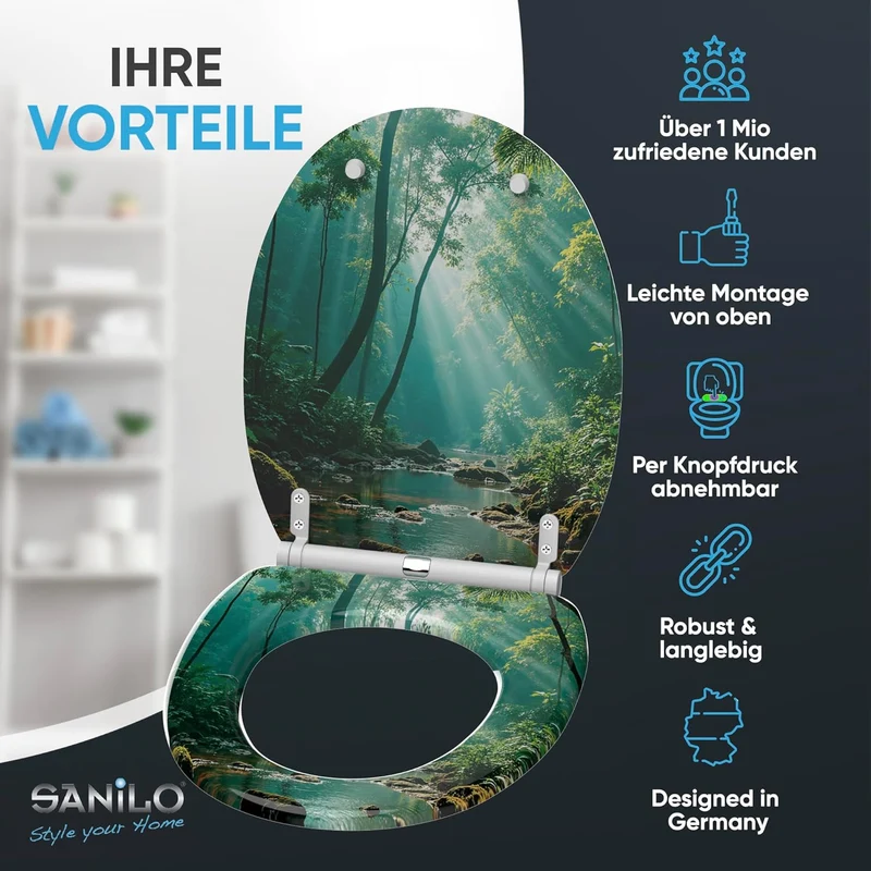 Sanilo WC Sitz mit Absenkautomatik & Quick-Release aus Holz (Rainforest), Rainforest