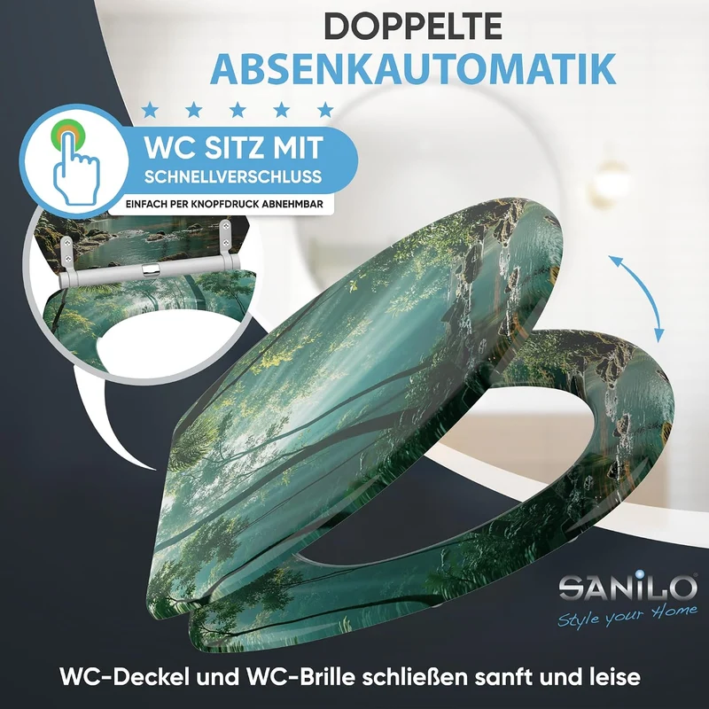 Sanilo WC Sitz mit Absenkautomatik & Quick-Release aus Holz (Rainforest), Rainforest