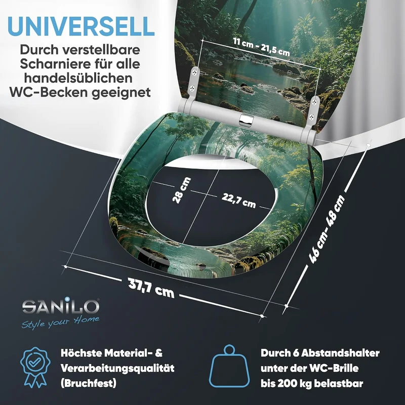Sanilo WC Sitz mit Absenkautomatik & Quick-Release aus Holz (Rainforest), Rainforest