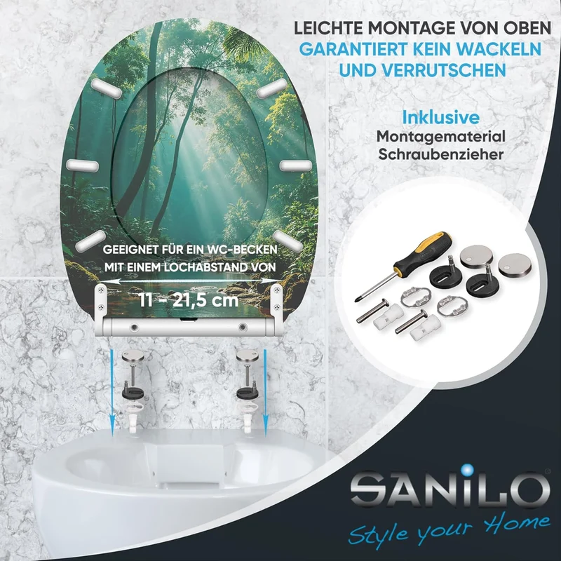Sanilo WC Sitz mit Absenkautomatik & Quick-Release aus Holz (Rainforest), Rainforest