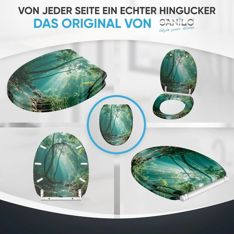 Sanilo WC Sitz mit Absenkautomatik & Quick-Release aus Holz (Rainforest), Rainforest