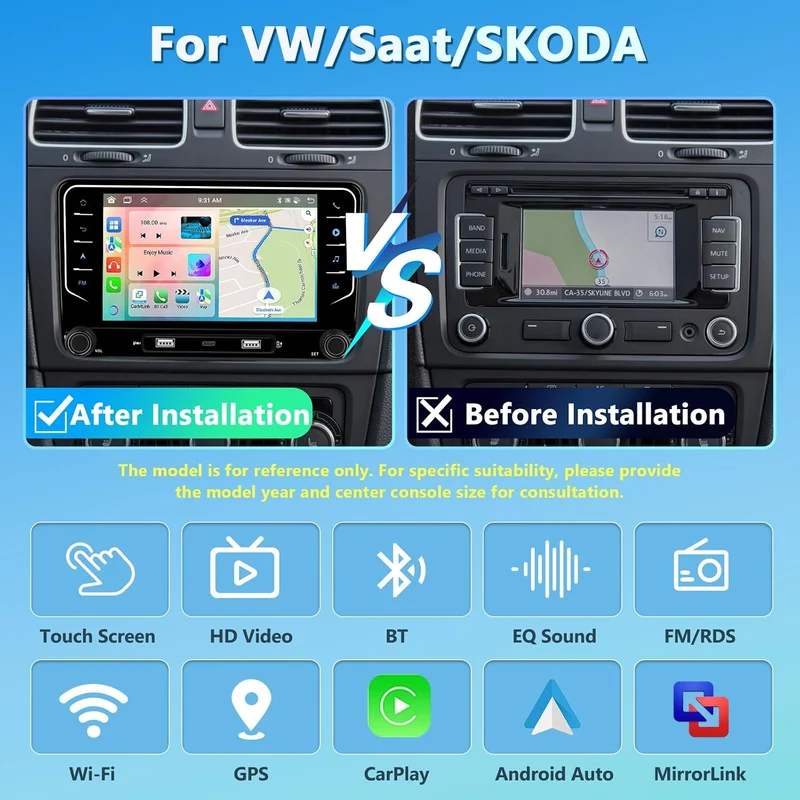 6G+128G Motorsi CarPlay Autoradio für VW Passat B6 T5 Golf 5 6 Polo 6R Tiguan T5 Jetta Seat Skoda, R