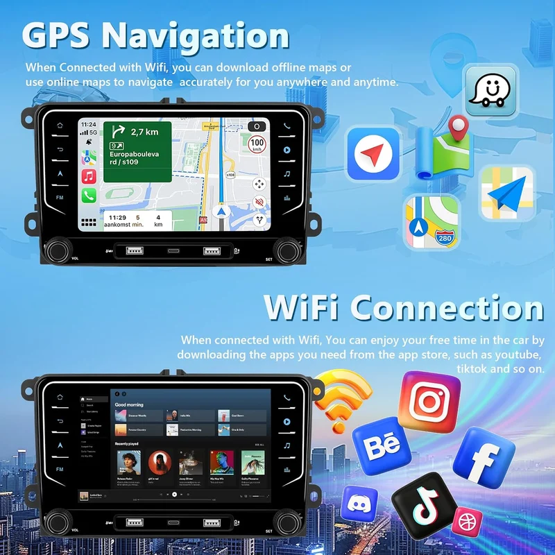 6G+128G Motorsi CarPlay Autoradio für VW Passat B6 T5 Golf 5 6 Polo 6R Tiguan T5 Jetta Seat Skoda, R