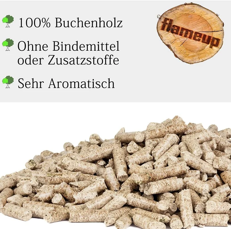 Buche Pellets Grill Smoker Holz Pizzaofen BBQ Pellet Outdoor Ofen Flameup 15 kg Buche, 15 kg Buche