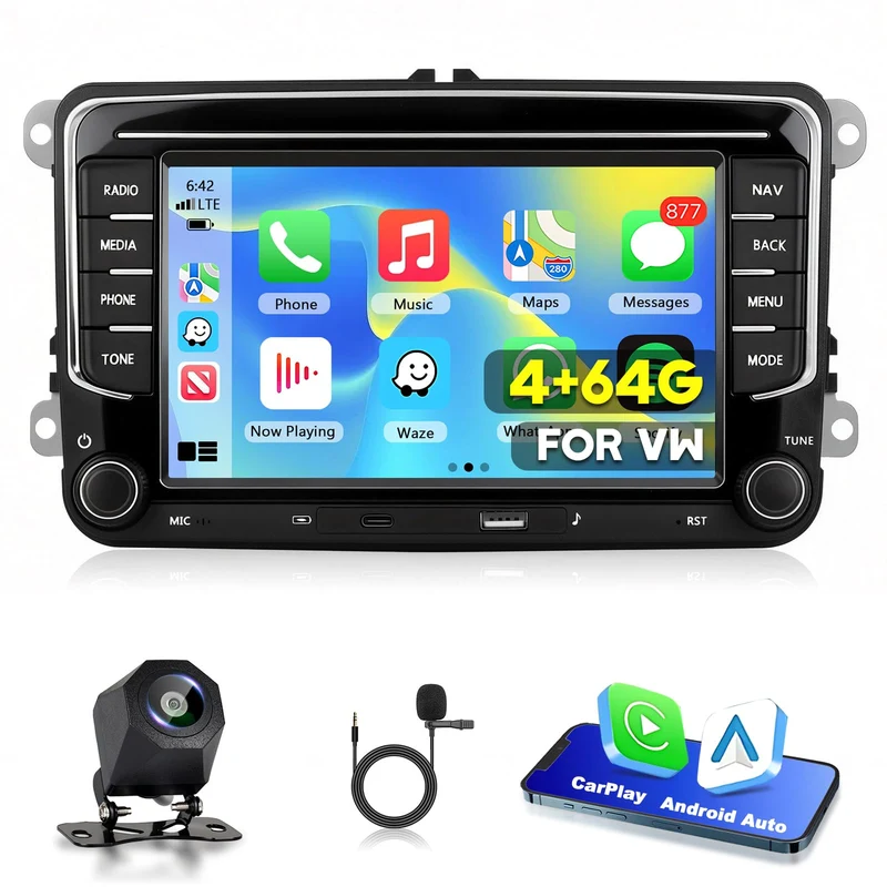 4GB+64GB Autoradio für VW Passat B6 T5 Golf 5 6 Polo 6R Tiguan T5 Jetta Seat Skoda - Carplay Android