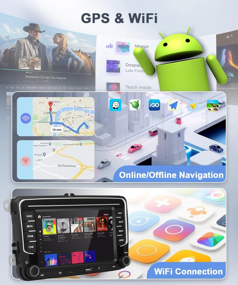 4GB+64GB Autoradio für VW Passat B6 T5 Golf 5 6 Polo 6R Tiguan T5 Jetta Seat Skoda - Carplay Android