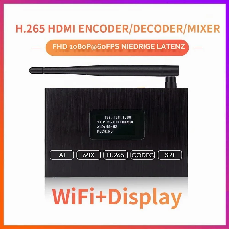 EXVIST H.265 1080P 60FPS WiFi HDMI Video Encoder HDMI Decoder, unterstützt HLS RTMP RTSP SRT UDP, Co