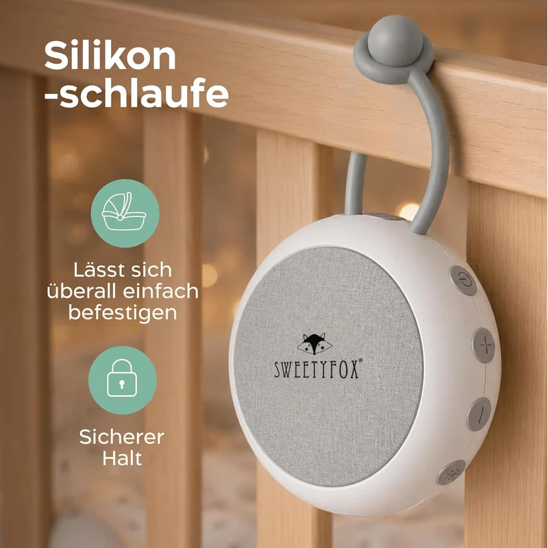 Sweety Fox White Noise Machine, Einschlafhilfe Kinder, Nachtlicht, Weiss, Weiss