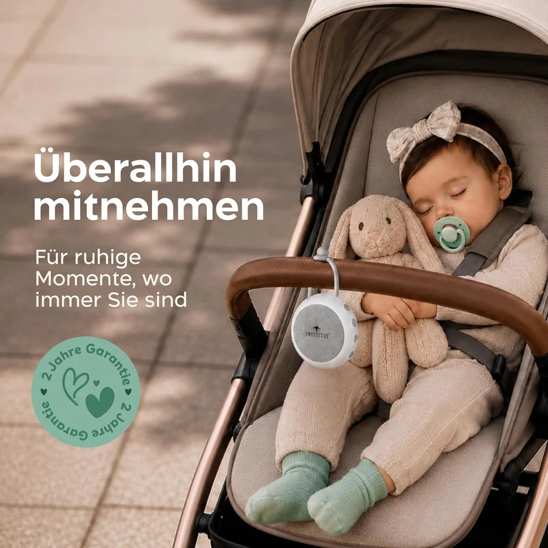 Sweety Fox White Noise Machine, Einschlafhilfe Kinder, Nachtlicht, Weiss, Weiss