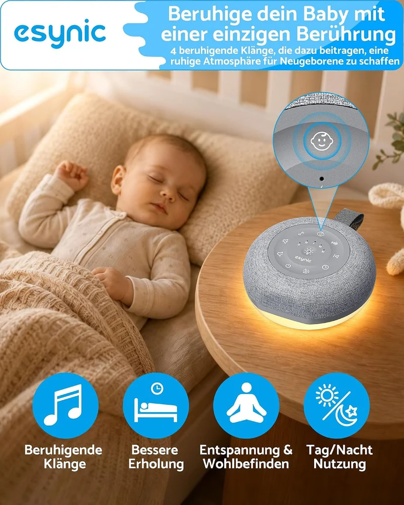 eSynic Portable White Noise Machine Baby für Zuhause & Unterwegs