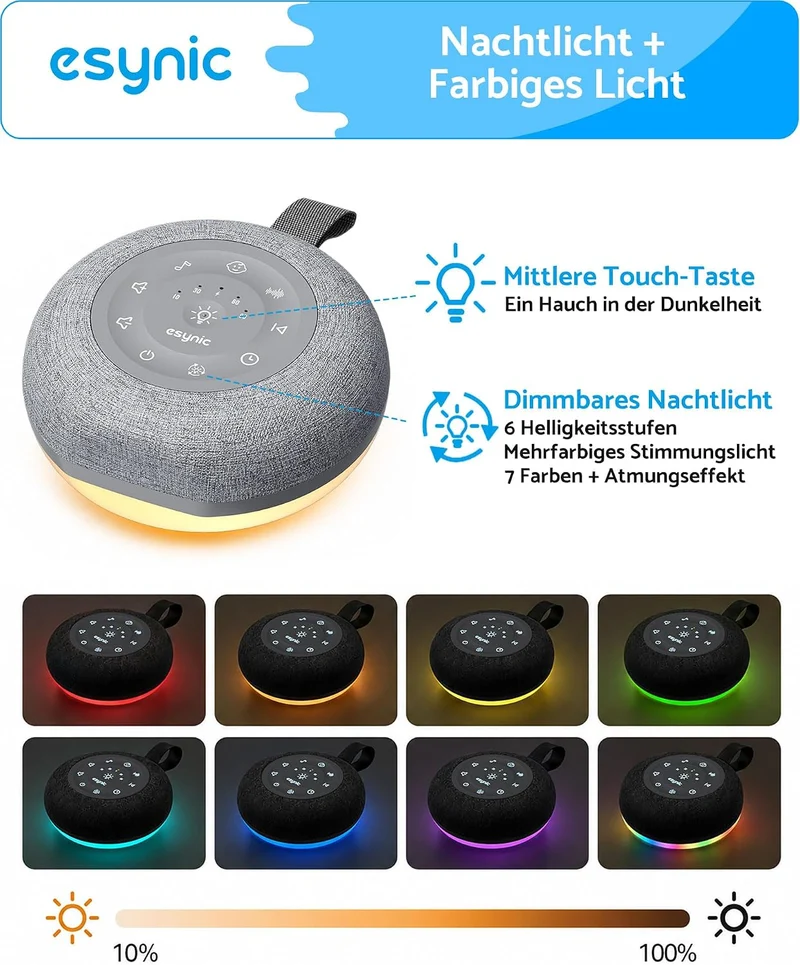 eSynic Portable White Noise Machine Baby für Zuhause & Unterwegs