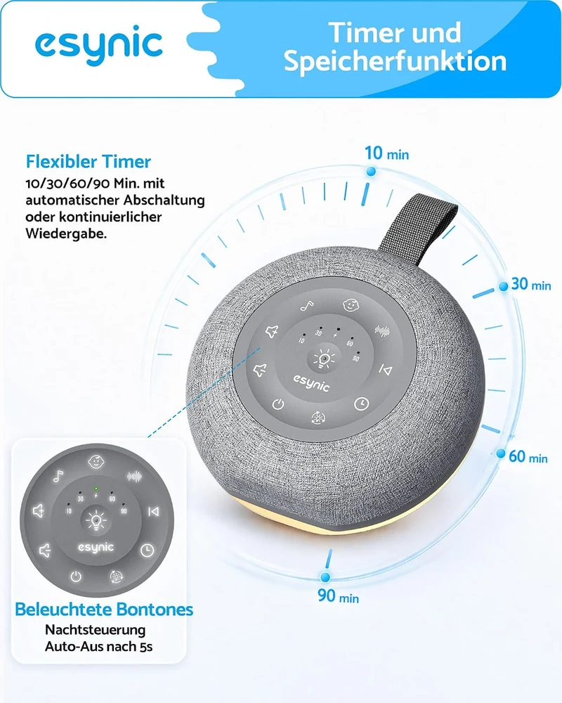 eSynic Portable White Noise Machine Baby für Zuhause & Unterwegs