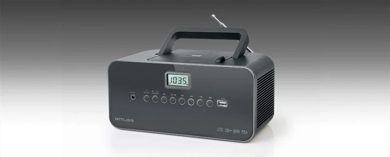 Muse M-28 DG CD-Radio tragbar, PLL UKW-Radio, MW-Tuner, Senderspeicher, USB, MP3-Wiedergabe, Netz- o
