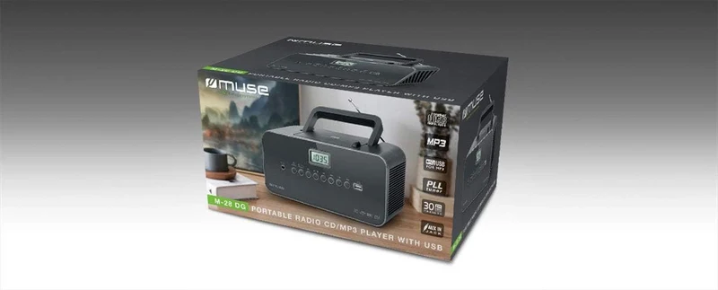 Muse M-28 DG CD-Radio tragbar, PLL UKW-Radio, MW-Tuner, Senderspeicher, USB, MP3-Wiedergabe, Netz- o