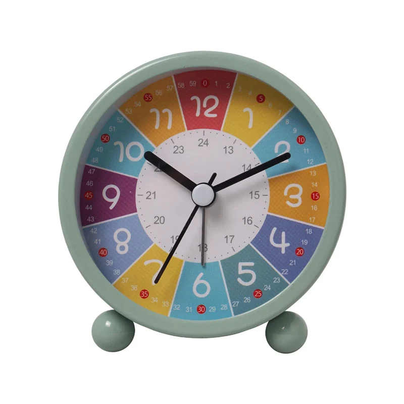 Analog Wecker Kinder, Ohne Ticken Wecker Lernwecker mit Nachtlicht, Snooze Analog Wecker, Lernuhr Ki