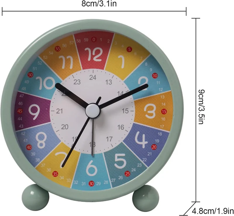 Analog Wecker Kinder, Ohne Ticken Wecker Lernwecker mit Nachtlicht, Snooze Analog Wecker, Lernuhr Ki