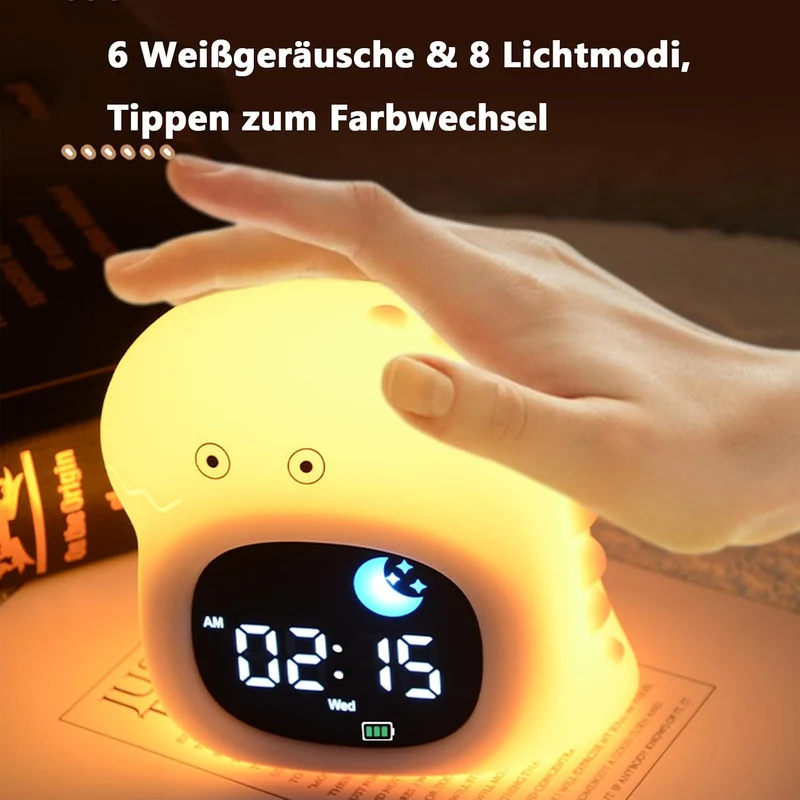 Longben Niedlicher Tierwecker mit Nachtlicht, Katze/Hund/Eule/Wolke/Dinosaurier Digitaluhr, SleepTra
