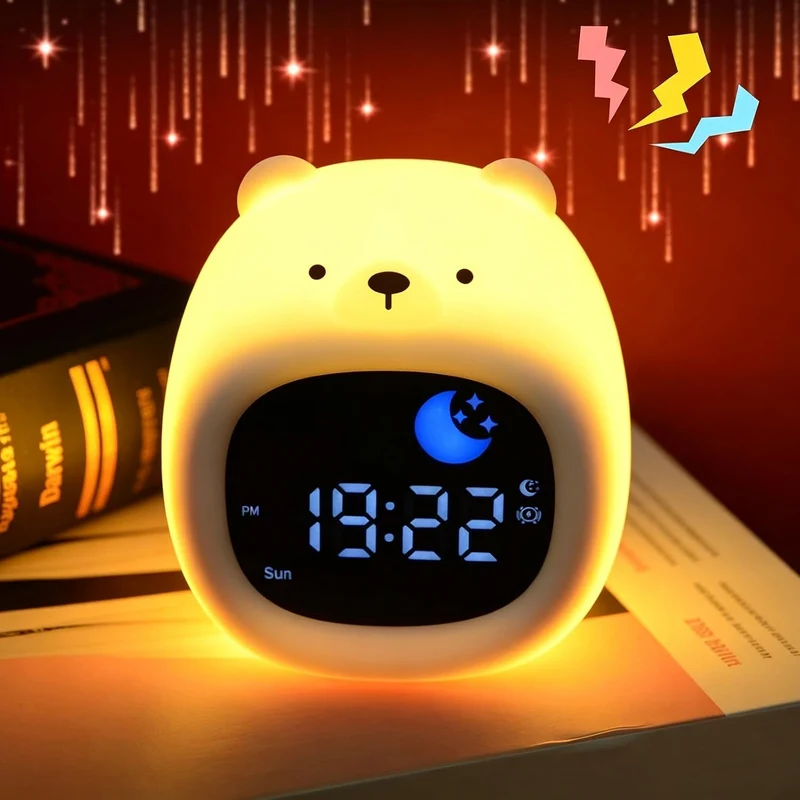 Longben Niedlicher Tierwecker mit Nachtlicht, Katze/Hund/Eule/Wolke/Dinosaurier Digitaluhr, SleepTra