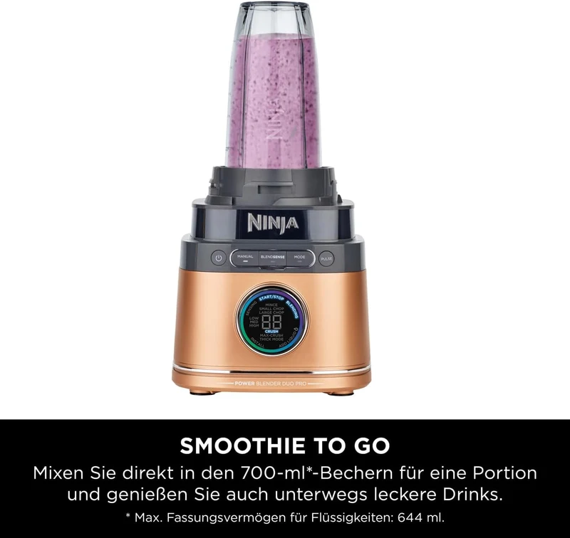 Ninja 2-in-1 Detect Power Mixer Pro & Single Serve | 1200W Mixer mit Krug, & Single Serve, Smoothies