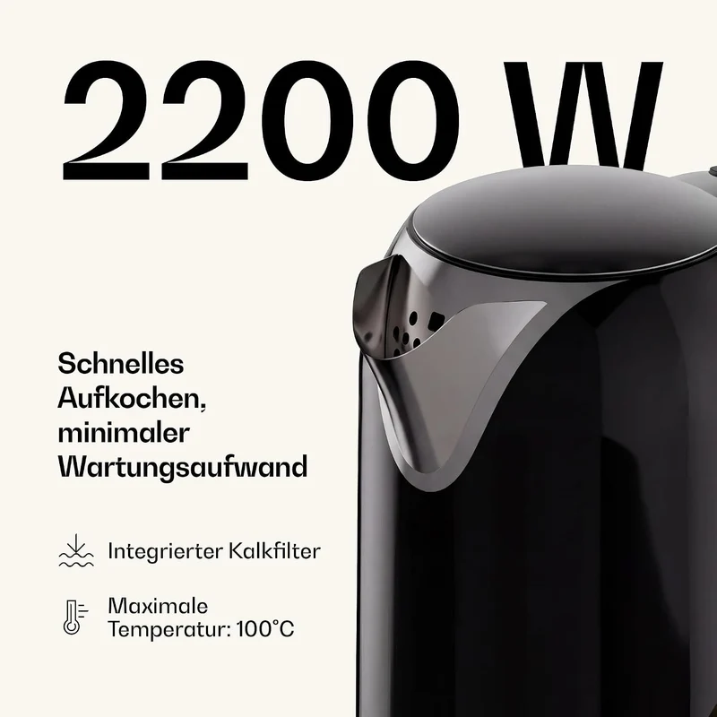 Klarstein Victoria Wasserkocher 1,7 L – Retro-Wasserkocher 2200 W, Vintage-Design, herausnehmbarer K