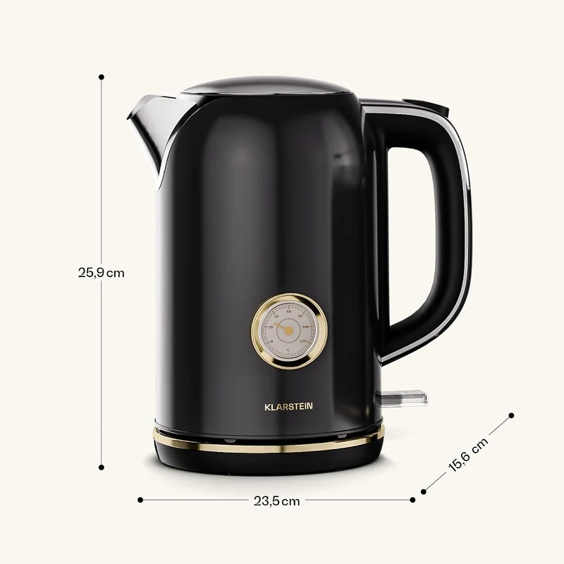 Klarstein Victoria Wasserkocher 1,7 L – Retro-Wasserkocher 2200 W, Vintage-Design, herausnehmbarer K