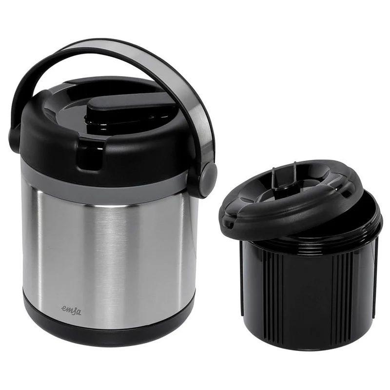 EMSA 509244 MOBILITY Isolier-Speisegefäss 1,2 L Edelstahl Schwarz - 100 % dicht - warme Mahlzeit - h