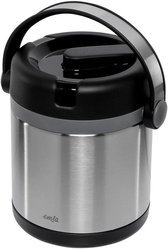 EMSA 509244 MOBILITY Isolier-Speisegefäss 1,2 L Edelstahl Schwarz - 100 % dicht - warme Mahlzeit - h