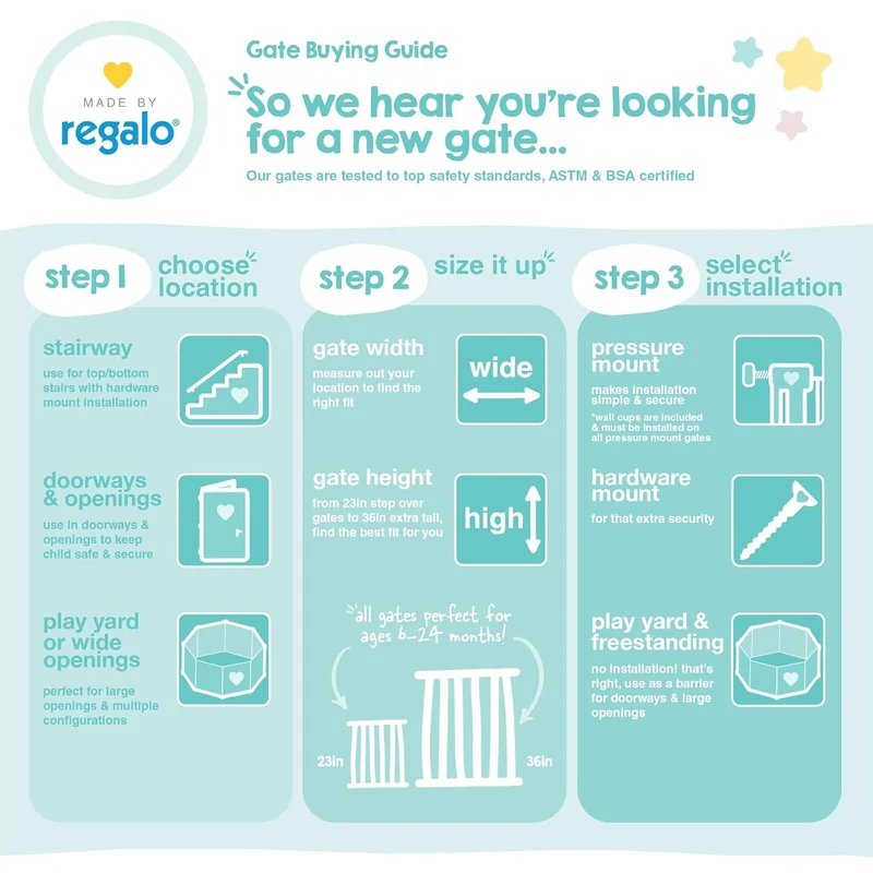 Regalo Arched Decore Easy Step Extra Wide Baby Gate, Extra Wide