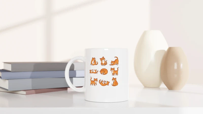 9 orange Katzen - Tasse