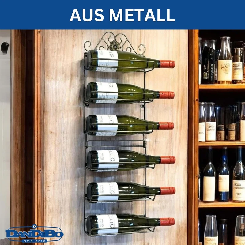 DanDiBo Weinregal Wand Metall Schwarz 240404 Flaschenregal Schmal Wandmontage Wine Rack Weinflaschen