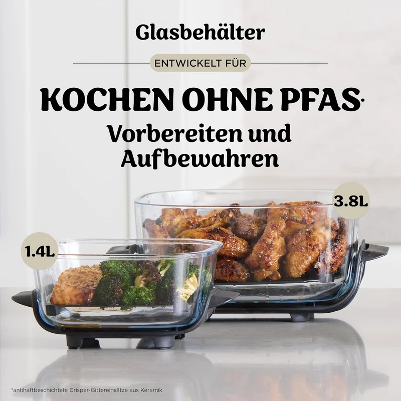 Ninja CRISPi tragbare Air fryer Heissluftfritteuse, 3,8 l, 4-in-1: Heissluftfrittieren, Braten, Warm