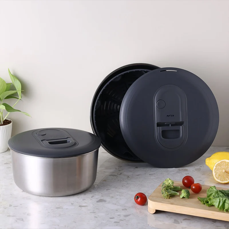 Salatschleuder Easy Spin Klein d. 23cm Edelstahl Anthrazit