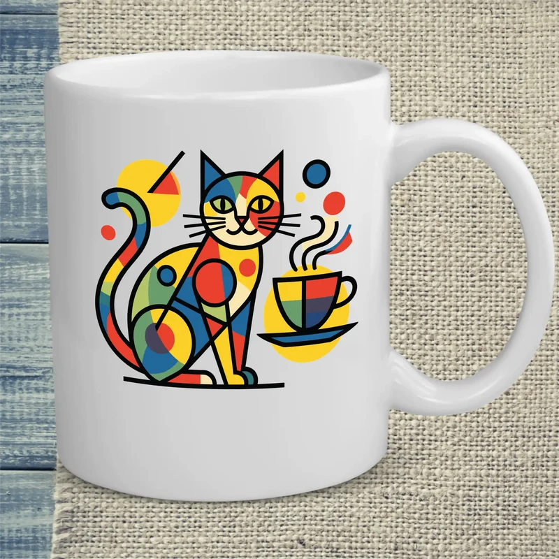Britto Katze mit Kaffee - Tasse