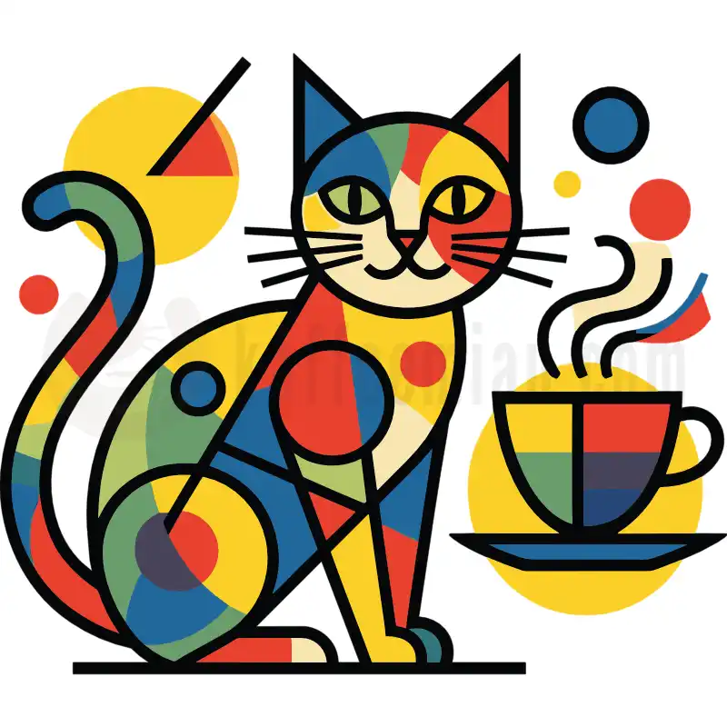 Britto Katze mit Kaffee - Tasse