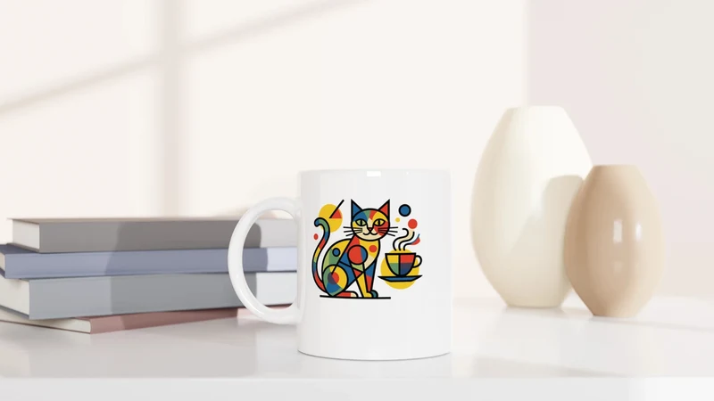 Britto Katze mit Kaffee - Tasse
