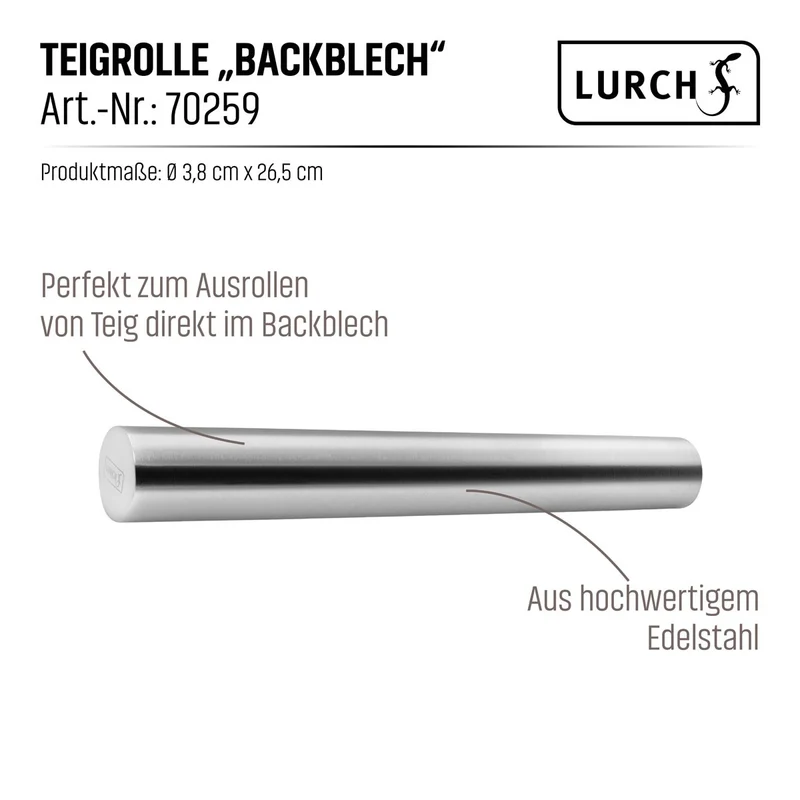 Teigrolle Edelstahl 26cm