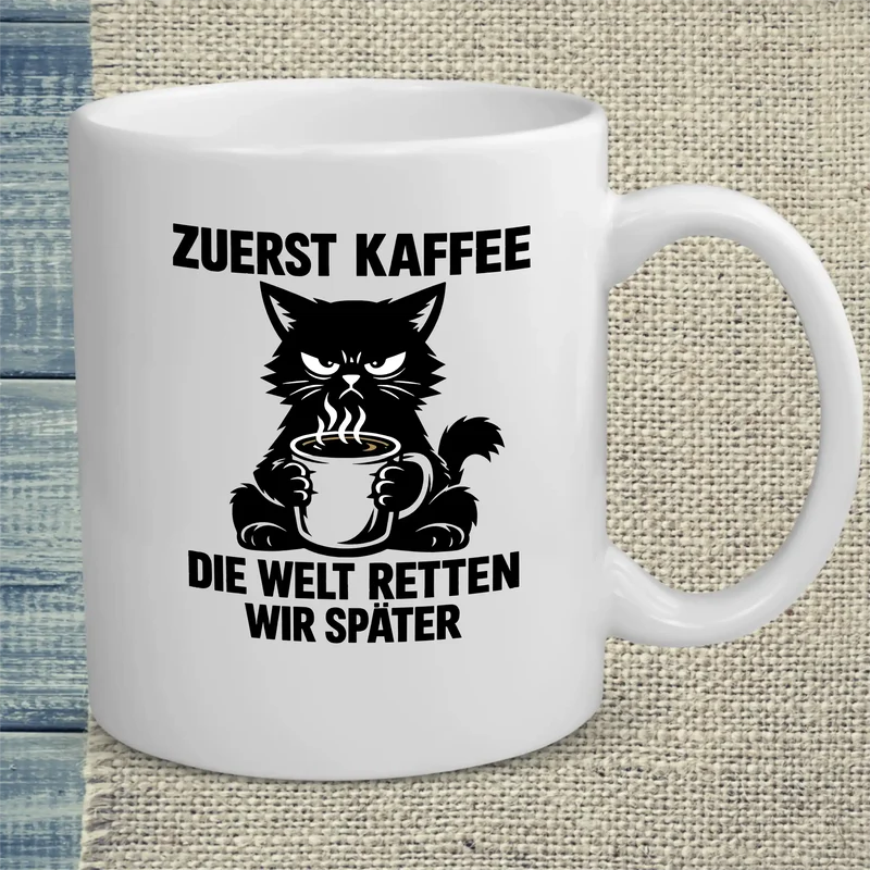 Zuerst Kaffee. Die Welt retten wir später. - Tasse